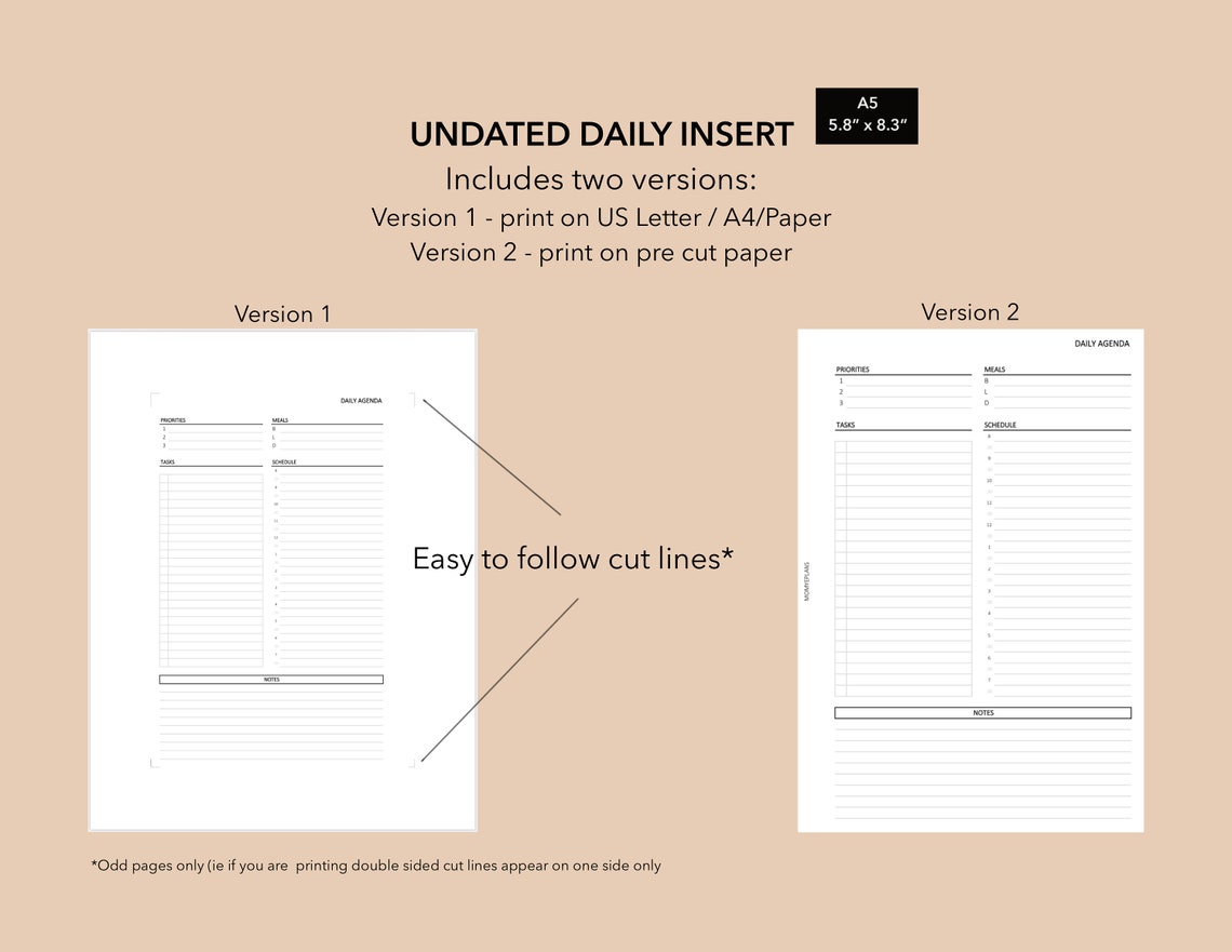 A5 Daily Planner Printable Day on One Page A5 Printable - Etsy Canada