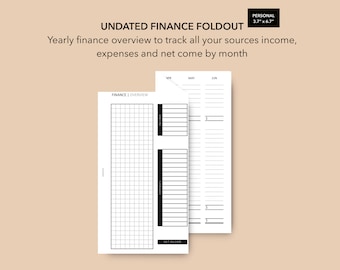 Personal Finance Insert, Yearly Budget Finance Planner, Monthly Budget Foldout, Filofax Personal Insert, LV MM Agenda Refill