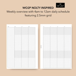 A5 Nolty Inspiriert Weekly 2.5mm Grid, Weekly Planner Seiten, Woche auf 2 Seiten Insert, Wochenplan, LV GM Agenda WO2P, Printable Insert PDF