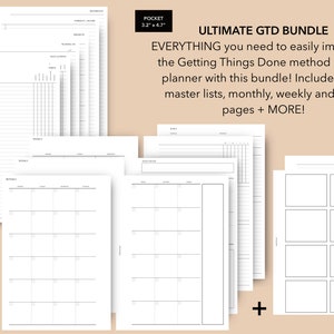 Pocket Ultimate GTD Bundle Printable Planner Inserts, GTD Method ...