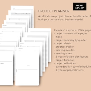 Pocket Project Planner Bundle, Personal or Business Productivity Planner, Pocket Event Planner, Pocket Getting Things Done Inserts