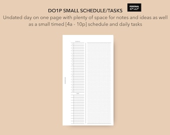 Personal Daily with Small Schedule and Tasks Insert, Printable Daily Planner Pages, Filofax Personal Inserts, LV MM Agenda Refill