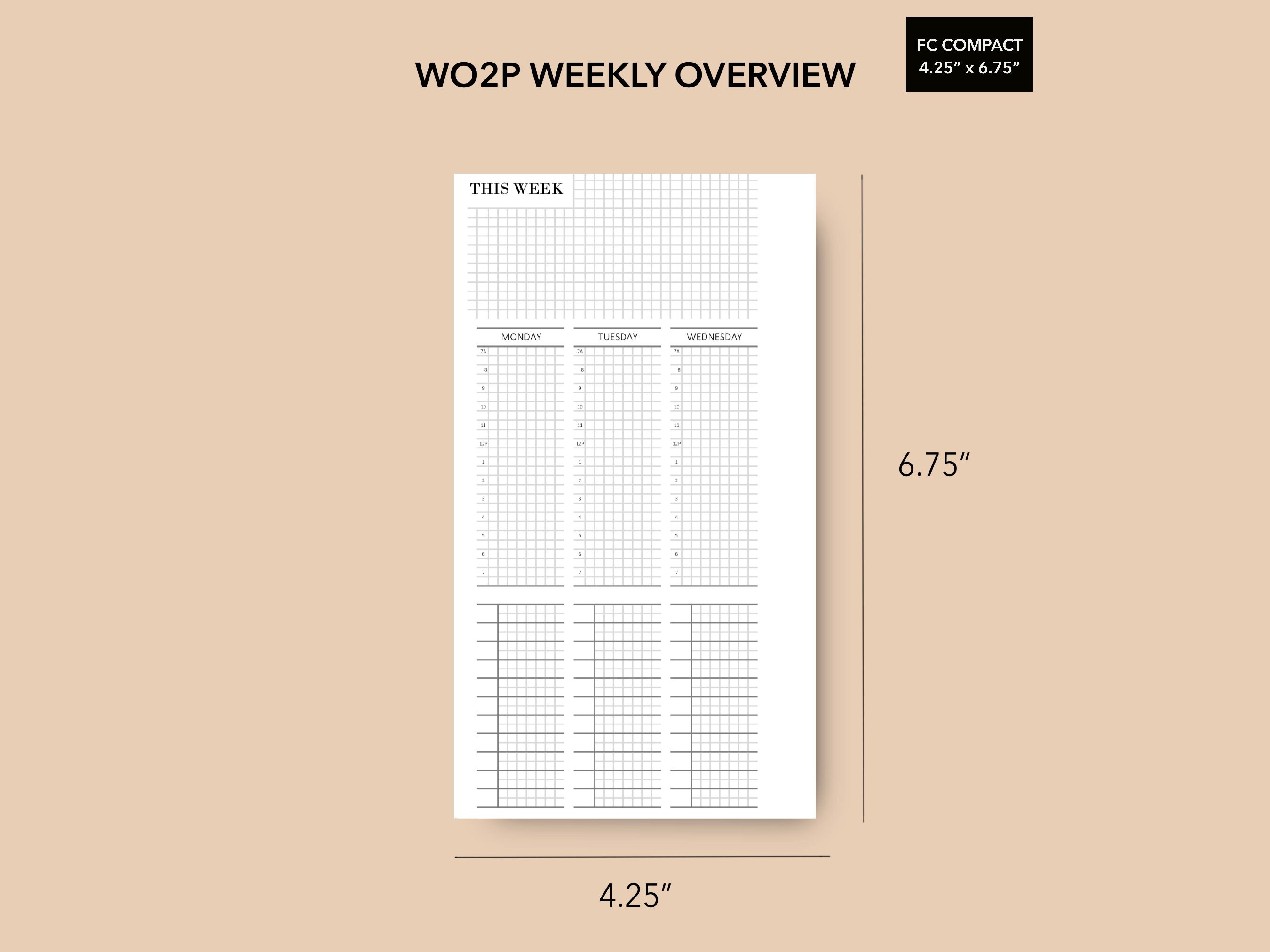 FC Compact Weekly Overview Insert With Trackers, WO2P With Schedule, to ...