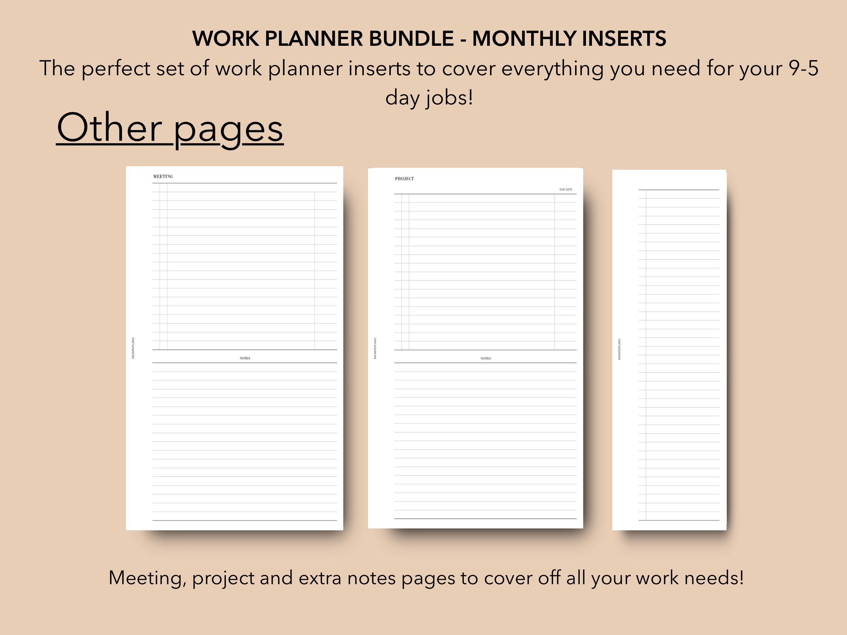 Personal Work Planner Inserts Bundle | Productivity Templates (digital ...