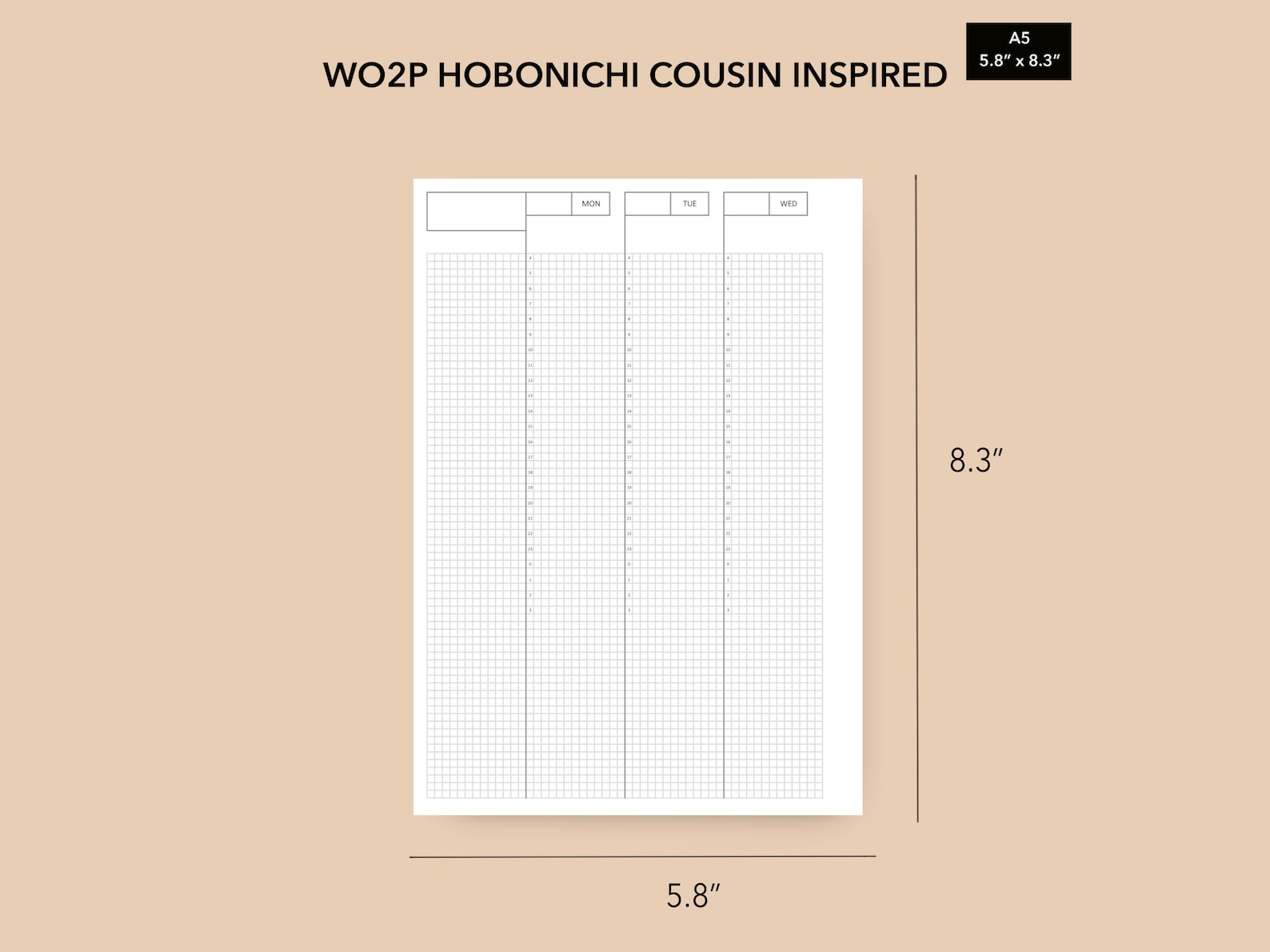 A5 Hobonichi Cousin Inspired Weekly 2.5mm Grid Weekly Planner | Etsy Canada