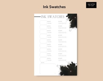 Fountain Pen Ink Swatch Dashboard, Printable Half Letter Inserts, FC Classic, Printable Junior Discbounds Dashboard, Franklin Covey Classic