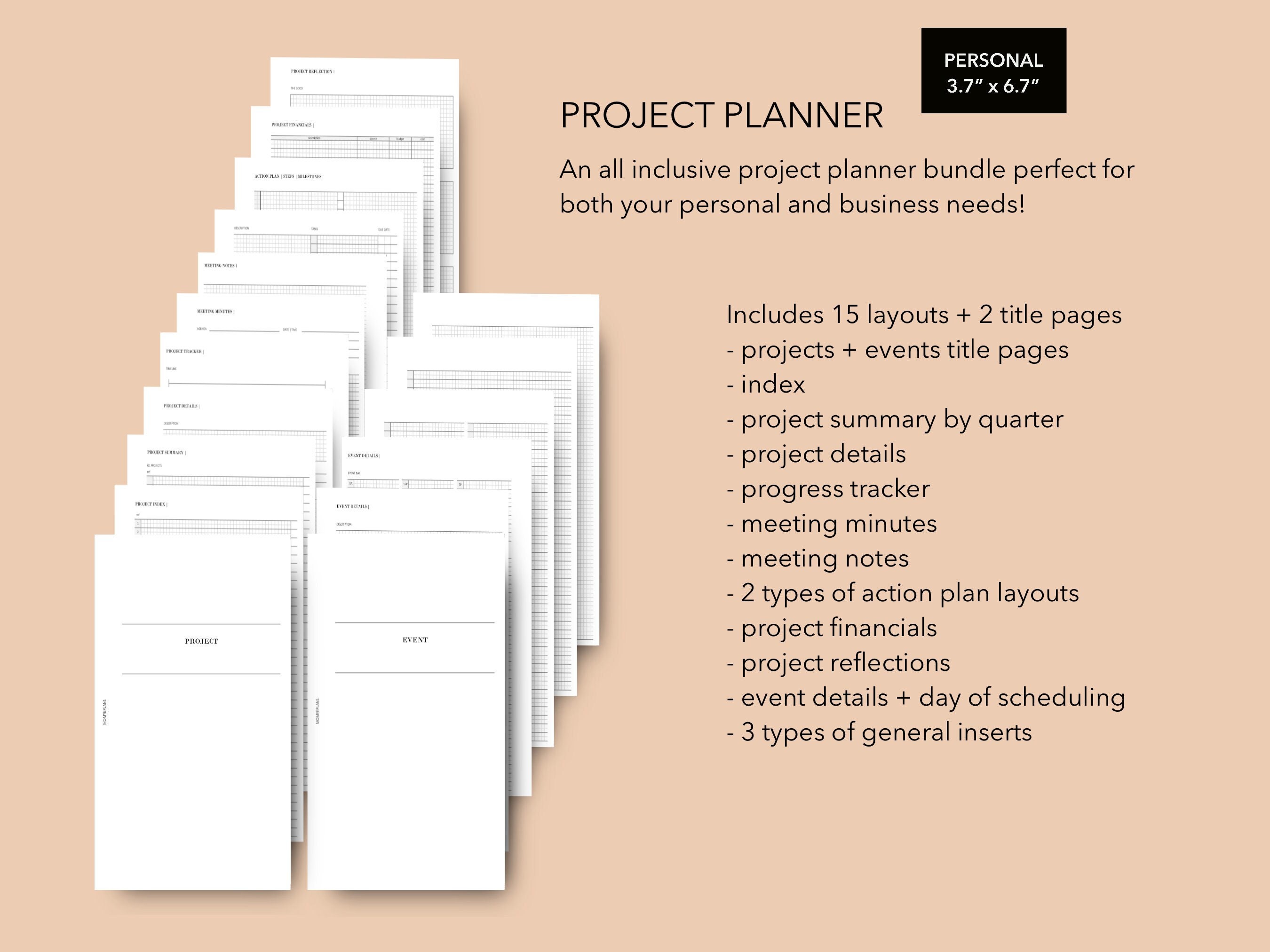 Personal Project Planner Bundle, Personal or Business Productivity ...