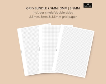 A5 Grid Bundle 2.5MM 3MM 3.5MM Basic Planner Pages, Square Grid, Printable Planner Pages, Filofax A5 Refill, LV GM Agenda Insert