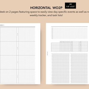 A5 Horizontal Weekly with Task List, Trackers and Notes, Filofax A5 inserts, LV GM Agenda Inserts, Printable Weekly Agenda, A5 Weekly Insert