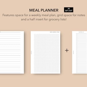 A5 Meal Planner Insert with Shopping List, Meal Planning Filofax A5, LV GM Agenda Refill, Weekly Meal Planner, Health Fitness Planner