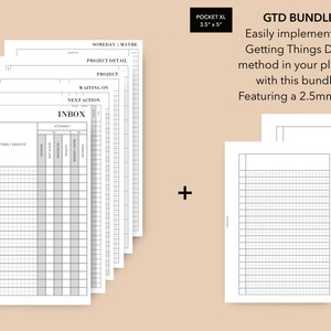 Pocket XL Getting Things Done Printable Planner Inserts, GTD Method Insert Bundle, Getting Things Done 2023 Planner, GTD by David Allen