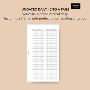 Personal Daily Planner Insert, 2 Days on a Page, Week on 4 Pages, Filofax Personal, LV MM Agenda Refill, Printable Personal Daily Insert