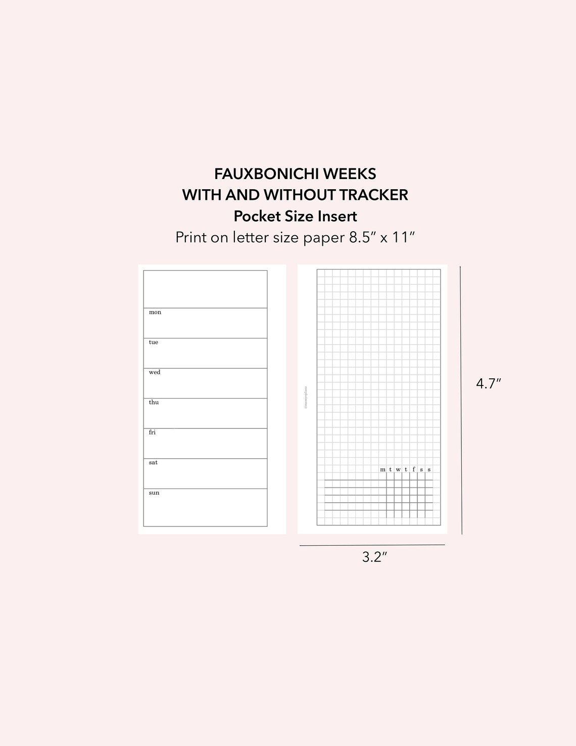 Pocket Size Simple Hobonichi Weeks Printable Insert Simple Style ...
