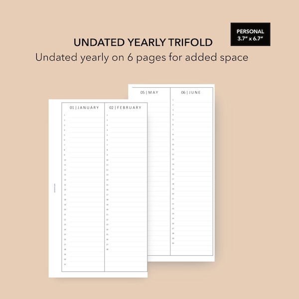 Yearly Planner Insert Personal - Etsy