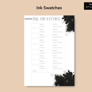 Fountain Pen Ink Swatch Dashboard, Printable A6 Ring Inserts, A6 Planner Insert, Moterm A6, Printable A6 Dashboard Inserts