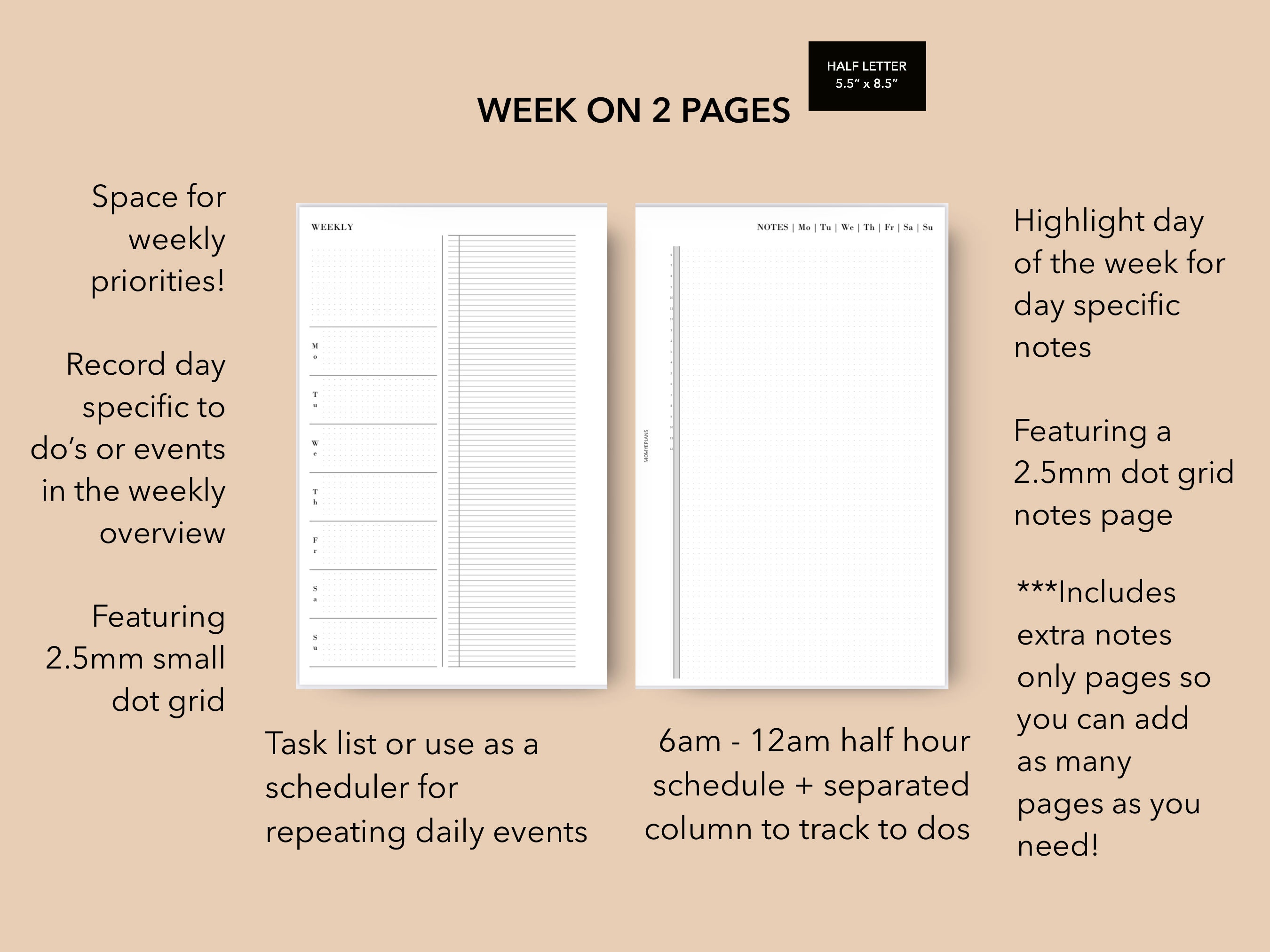 Half Letter Discbound Weekly Planner Insert Printable Undated Etsy Canada half-letter-discbound-weekly-planner-insert-printable-undated-etsy-canada