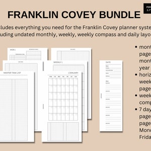 Personal Franklin Covey Bundle, druckbare Franklin Covey System Einsätze, druckbare Franklin Covey Planner Nachfüllungen, MomYePlans