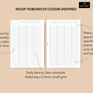A5 Hobonichi Cousin Inspired Weekly 2.5mm Grid, Weekly Planner Pages ...