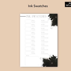 Fountain Pen Ink Swatch Dashboard, Minimalist A5 Dashboard, Printable ...