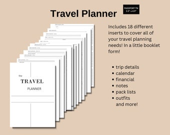 Passport TN Travel Planner Bundle, Travel Planning Insert, Packing List Insert, Weekly Itinerary, Daily Travel Planner, MomYePlans