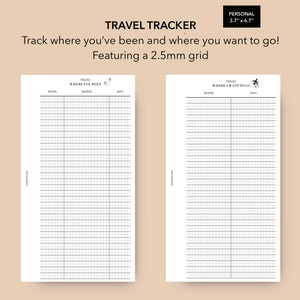 Printable Personal Travel Insert, Place to Visit Insert, Travel Wishlist, Travel Tracker, Travel Wishlist, Filofax personal, LV MM Agenda