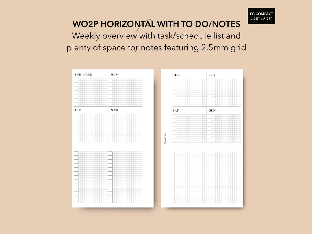 FC Compact Horizontal WO2P 2.5mm Grid, Franklin Covey Compact Weekly ...