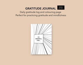 Daily Gratitude Journal Pocket Size, Mindfulness Journal, Printable Monthly Gratitude Pocket Rings, LV PM Agenda Gratitude Printable