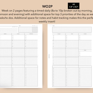 A5 WO2P with Trackers, Schedules and Task List, A5 Filofax Weekly Planner Insert, LV GM Agenda Refill, Printable A5 Weekly Insert, Momyeplan