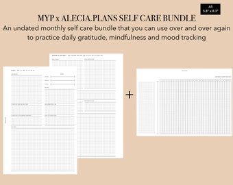 A5 MYP x Alecia.Plans Self Care Bundle, daily journaling, the 5 minute journal, daily gratitude, mindfulness insert, MomYePlans inserts