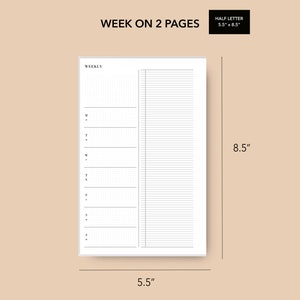 Half Letter Discbound Weekly Planner Insert, Printable Undated Dot Grid ...