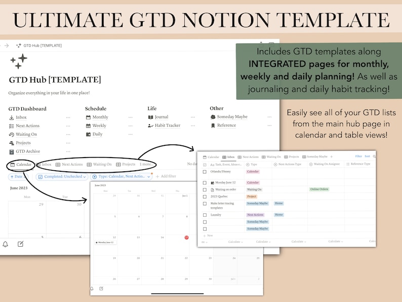 GTD Notion Template, Getting Things Done System (digital Download) - Etsy