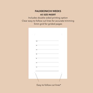 A5 Size Minimalist Hobonichi Weeks Printable Insert Fauxbonichi Weeks ...