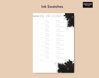 Fountain Pen Ink Swatch Dashboard, Personal Wide Inserts (Digital Download)