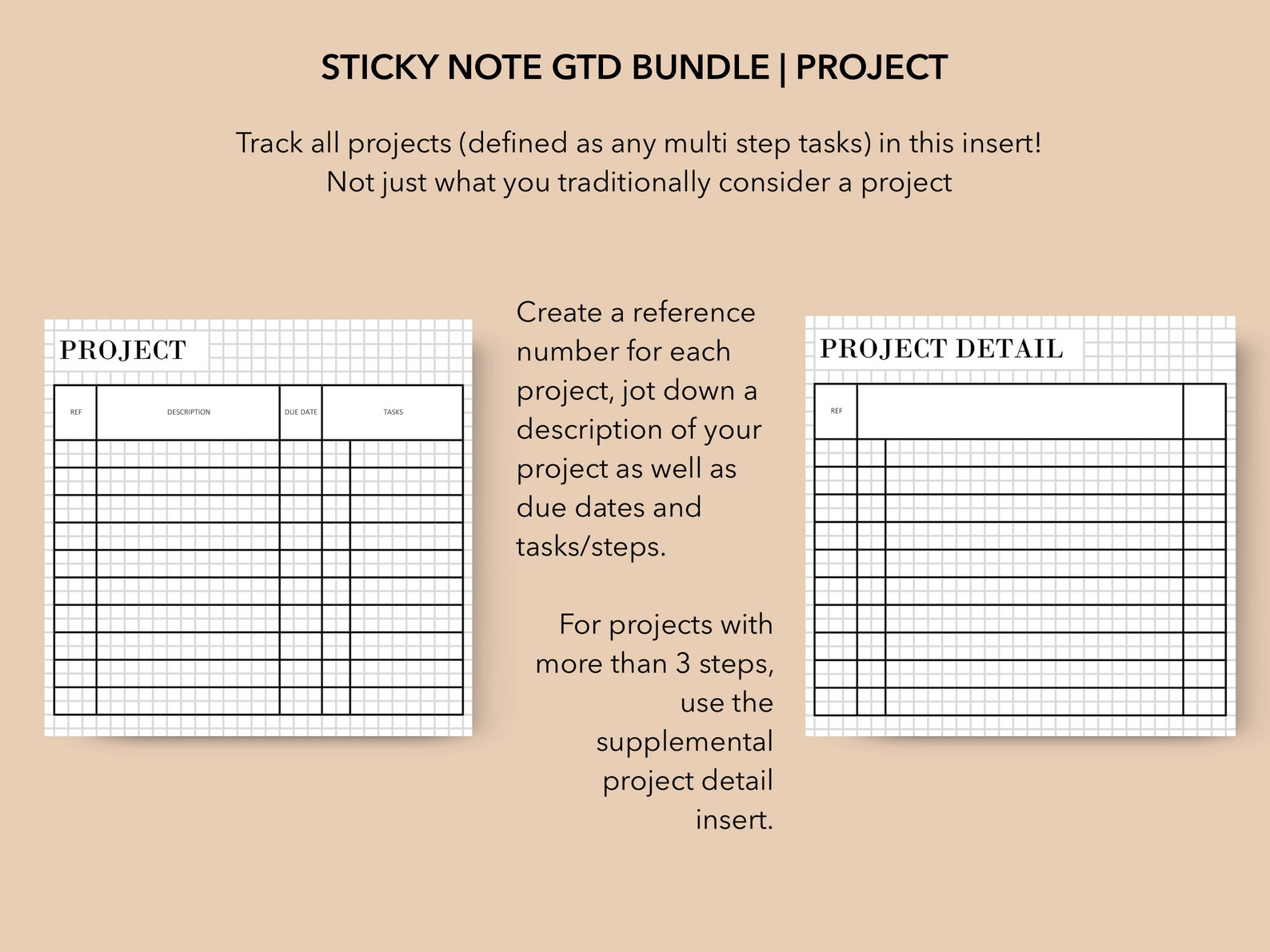 Getting Things Done Sticky Notes Bundle, Printable GTD Method Worksheet ...
