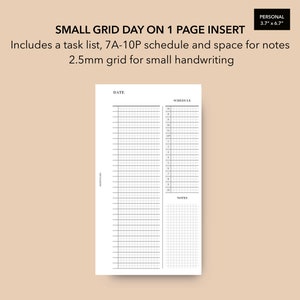 Personal Daily Insert, Printable Daily Planner Pages, Filofax Personal Inserts, Undated Daily Pages, LV MM Agenda Refill
