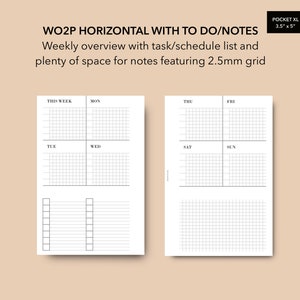 Pocket Plus Horizontal WO2P 2.5mm Grid, Pocket XL Weekly Planner To Do List Notes Page, Pocket Plus Weekly Insert, Weekly Agenda