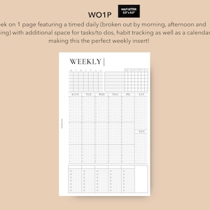 Half Letter Discbound WO1P Insert With Trackers, Schedules and Task ...