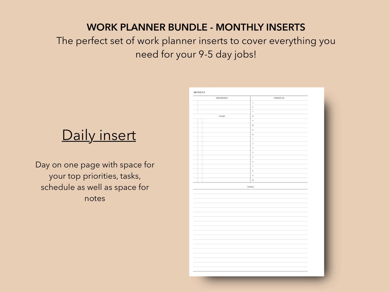 Half Letter Work Planner Inserts Bundle | Productivity Templates ...