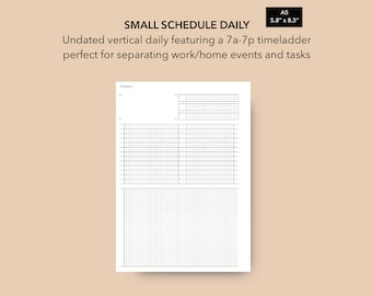 A5 Size Daily Small Schedule Insert, Filofax A5 Daily Planner Insert, LV GM Agenda Daily Refill, Printable A5 Rings Daily Planner Inserts