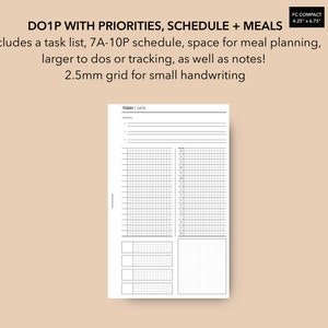 FC Compact Daily Insert Grade de 2,5 mm, Franklin Covey Compact Printable Daily Planner Pages, Páginas diárias sem data, Franklin Covey DO1P