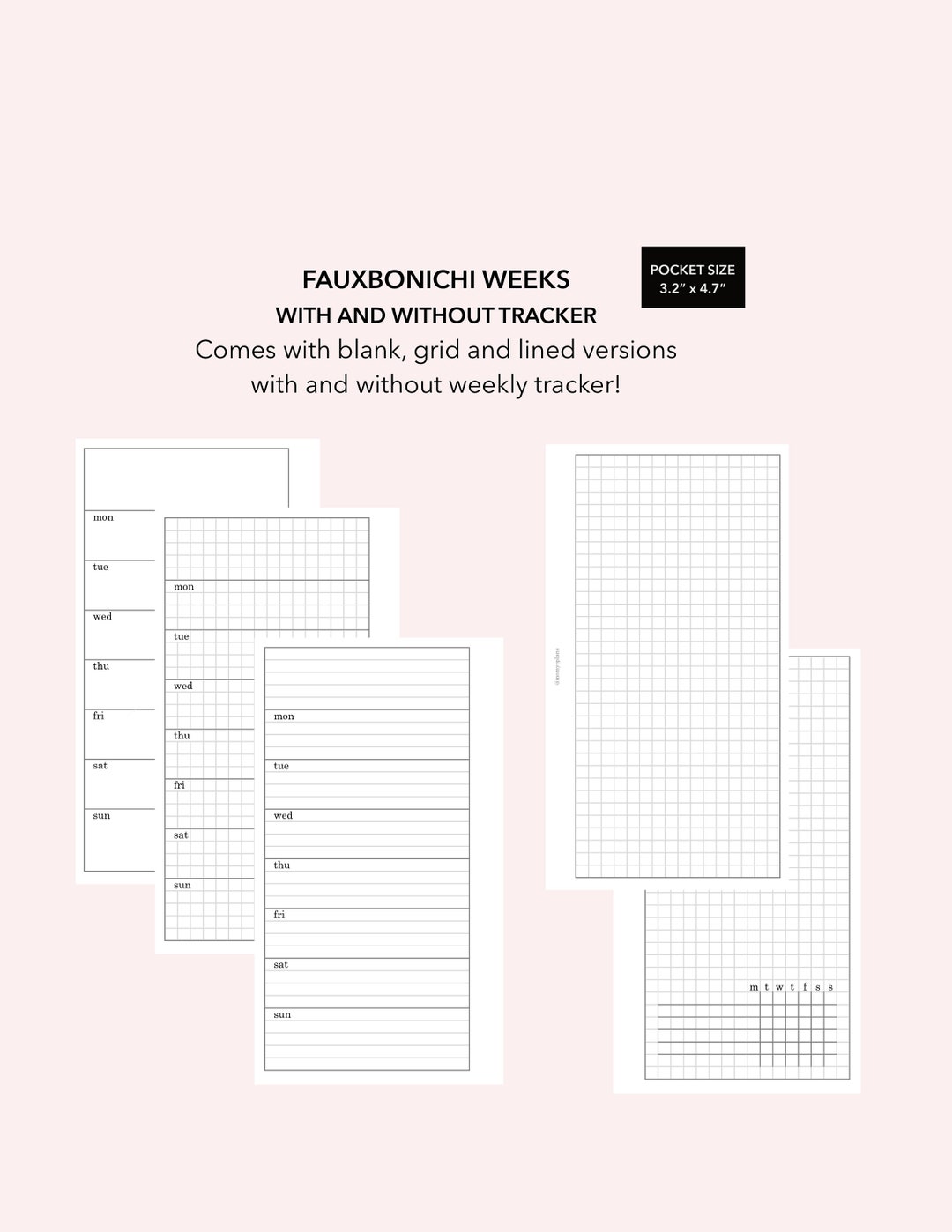 Pocket Size Simple Hobonichi Weeks Printable Insert Simple Style ...
