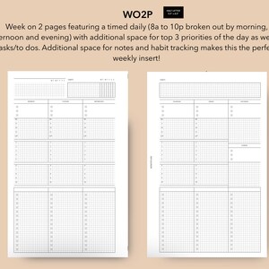 Media carta/Franklin Covey WO2P con rastreadores, horarios y lista de tareas, inserto semanal de media letra, inserto semanal imprimible de media letra