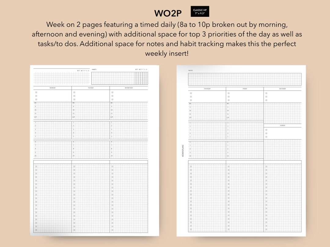 HP Classic WO2P With Trackers, Schedules and Task List, Happy Planner ...