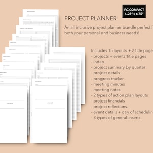 Pacote de planejador de projeto compacto FC, planejador de produtividade pessoal ou empresarial, planejador de evento compacto FC, planejador de evento compacto Franklin Covey