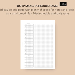 A6 Daily with Small Schedule and Tasks Insert, FA6 Printable Daily Planner Pages, Printable Daily Inserts, A6 Day on One Page