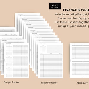 A5 Finance Bundle, A5 Budget Tracker Insert, LV GM Expense Tracker, Filofax A5 Net Worth Net Equity Inserts, Printable Finance Inserts