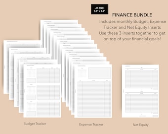A5 Finance Bundle, A5 Budget Tracker Insert, LV GM Expense Tracker, Filofax A5 Net Worth Net Equity Inserts, Printable Finance Inserts