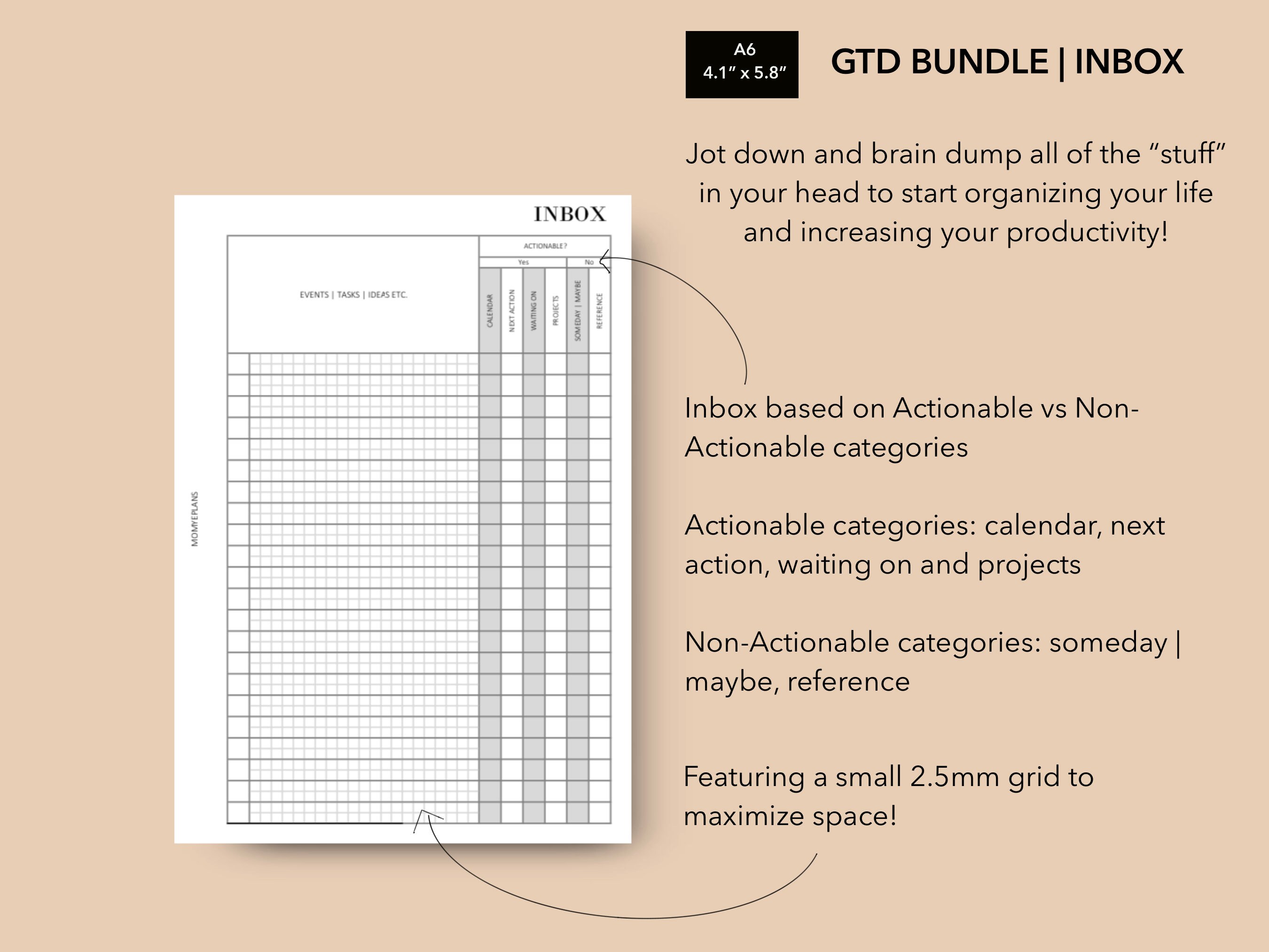 A6 Getting Things Done Printable Planner Inserts GTD Method Etsy