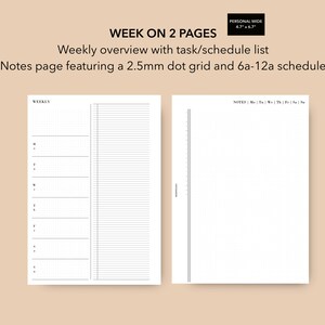 Personal Wide Weekly Planner Insert, Printable Undated Dot Grid Weekly ...