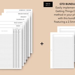 Mini HP Getting Things Done Printable Planner Inserts, Mini Happy Planner Inserts, GTD Method Monthly, Weekly Daily Bundle, GTD David Allen